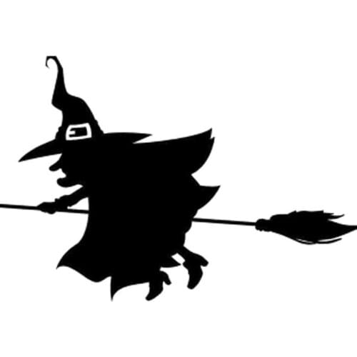 15cm*10.4cm Witch Flying Broom Halloween Funny Black/Silver Decal Vinyl Car-styling Car Sticker S6-4012