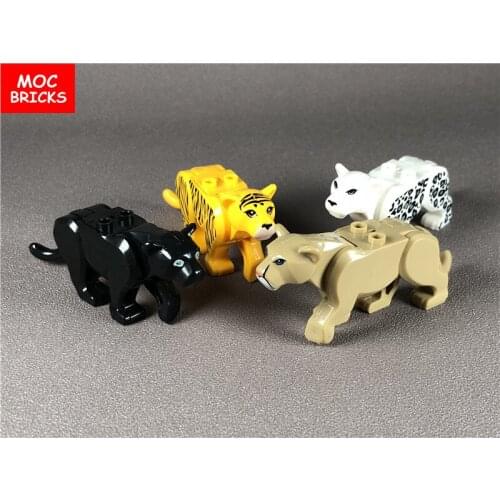 2pcs/lot MOC Bricks DIY Animal leopard lion Tiger Figure accessory Educational building blocks bricks toys for children gift