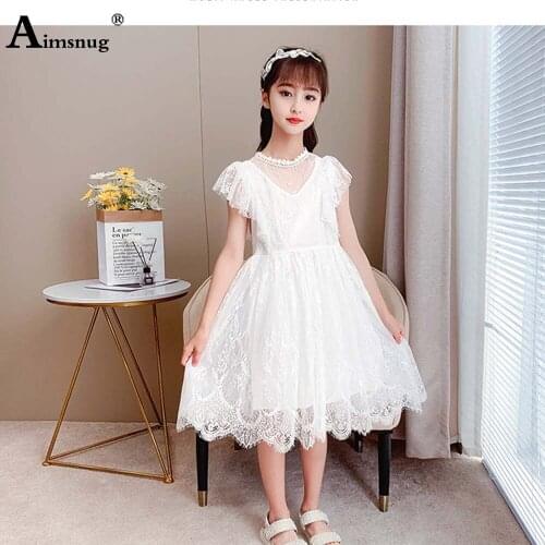 2021 Patchwork Lace Cute Tutu Dresses Girls French Style Knee-Length Children Princess Dress Kids Birthday Party Ball Gown Dress