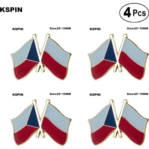 Czech Rep. & Poland Friendship Lapel Pin Flag badge Brooch Pins Badges 4Pcs a Lot