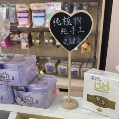 5pcs Mini Wooden Blackboard Message Heart Board Cards memo label Signs Price Digit Table