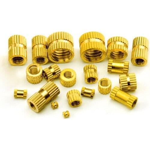 50pcs M1.4 M1.7 brass knurled nuts sleeves embedded injection molding nut sleeve