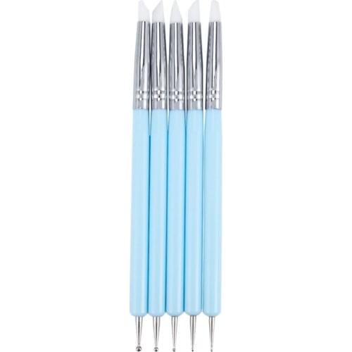 5 X 2 Way Ball Styluses Dotting Tool Silicone Color Shaper Brushes Pen for Polymer Clay Pottery Modeling Sculpture Nail Art