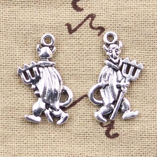 8pcs Charms Satan Demon Devil 26x15mm Tibetan Silver Color Pendant Findings Accessories DIY Vintage Choker Handmade Jewelry