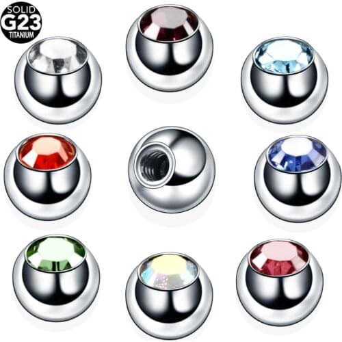 8pcs Titanium Crystal Screw Ball Piercing Nose Lip Nipple Eyebrow Earrings Tongue Belly Rings Replacement Ball Body Jewelry