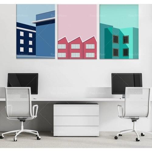 Architectural prints, minimalist prints, blue, pink, green, printable wall painting prints modern art decorative posters