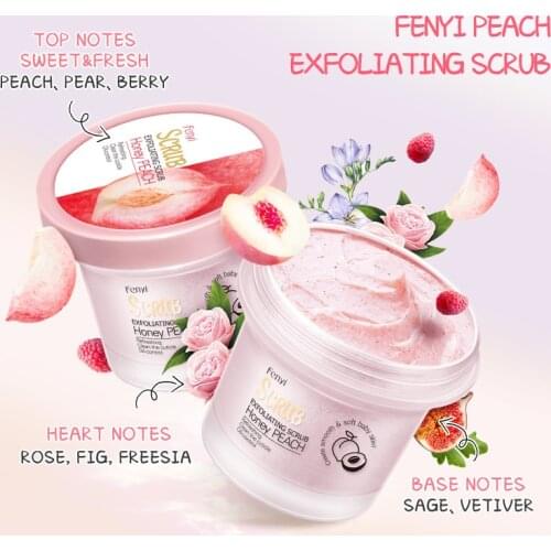 AUQUEST Peach Body Scrub Cream Face Scrub Deep Cleansing Skin Whitening Go Cutin Dead Skin Treatment Acne Moisturizing Body Care