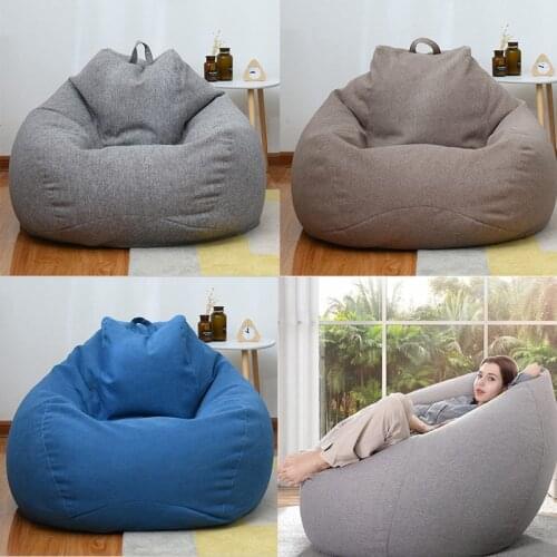 Large Small Lazy Sofas Cover Chairs without Filler Linen Cloth Lounger Seat Bean Bag Pouf Pouf Couch Tatami Living Room