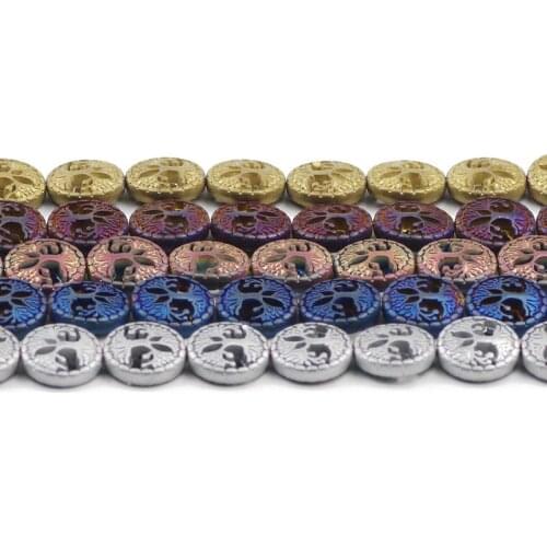 Matte Life Tree Gold, Purple Natural Stone Round Hematite Spacer Loose Beads For Jewelry Making DIY Accessories Bracelet 12mm