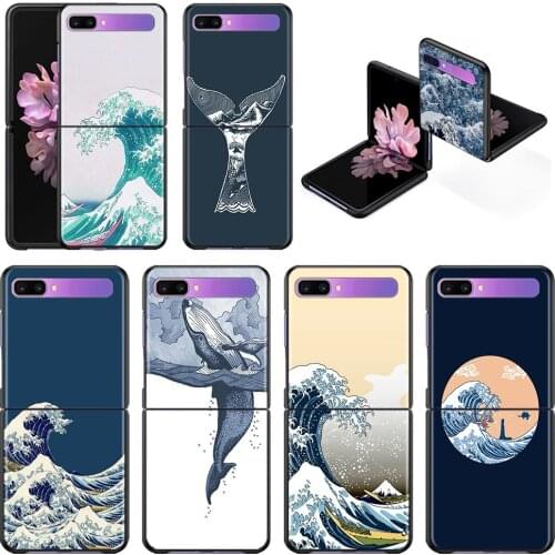 The Great Wave Off Kanagawa Cellphone Case For Samsung Galaxy Z Flip3 5G z flip Z Flip 3 5G Cases Hard Cover Black Fundas Coque
