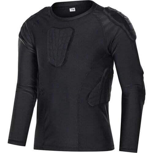 Children Impact Compression Padded Shirts Soccer Basketball Skateboarding Chest Protective Gear Padded Shirt Youth Boys Padded
