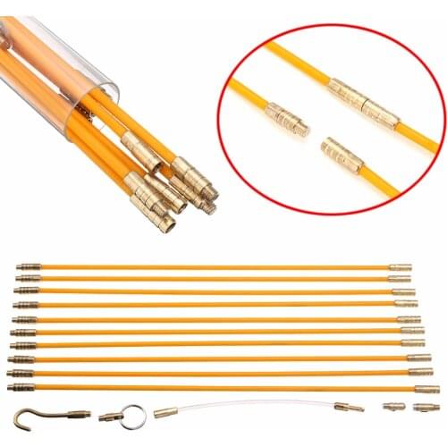 10pcs 330mm Length Fiberglass Cable Running Rods Kit Tape Electrical Wire 4mm Diameter