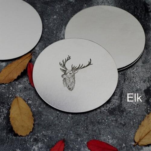Creative Stainless Steel Coaster Cafe Decor Non-slip Pad Tea drink Tableware Insulation Mat for Home Round Zebra Elk