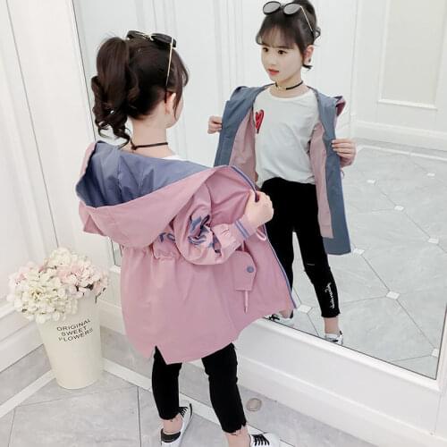 Spring Autumn Long Sleeve Hooded Jacket For Girls 2021 New Brand Windbreaker Girls Children Teenage Kids Clothes 4 6 8 10 12 13
