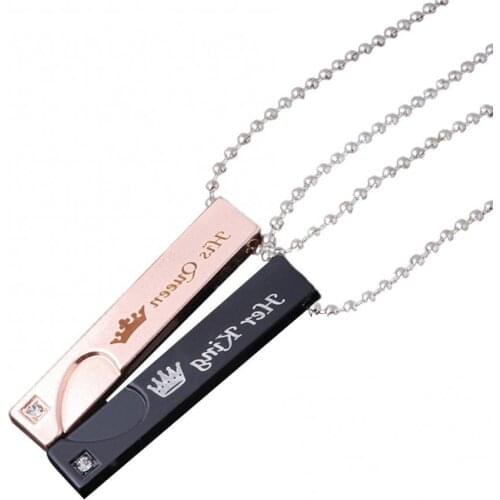 50%HOT 2Pcs His Her Matching Series Bar Shape Pendant Couple Necklace Jewelry Gift
