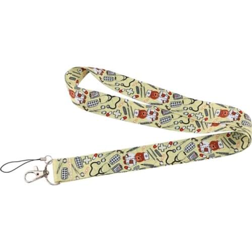 Lovely Cute Doctor Bear Lanyard Keys Phone Holder Funny Neck Strap With Keyring ID Card DIY Animal webbings ribbons Hang Rope