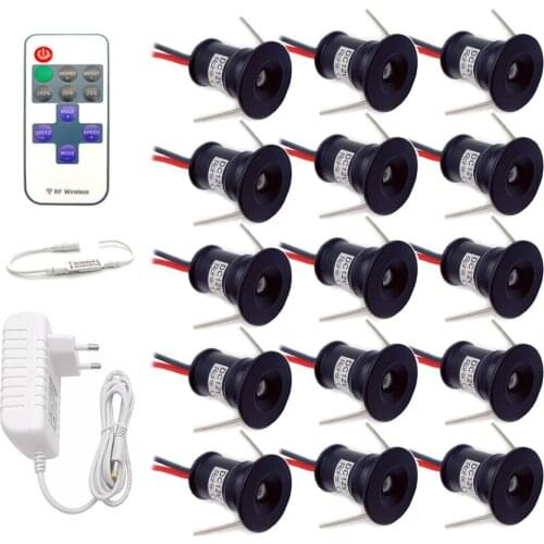 1W Mini LED Downlight Dimmable Spot Light 12V IP65 Recessed Spotlight With Remote Controller for Ceiling Stair Showcase Cabinet