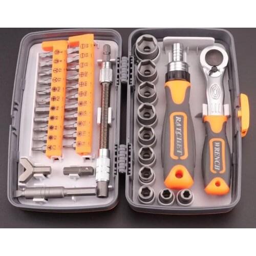 38 in one high hardness multifunctional ratchet wrench, rotatable screwdriver bit set, household machine repair and maintenance