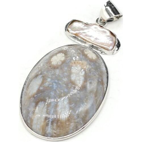 Fashion Natural Shell Pendant Charms Egg Shape Shell Pendant for Making Women DIY Jewelry Necklace Gift Size 30x50mm