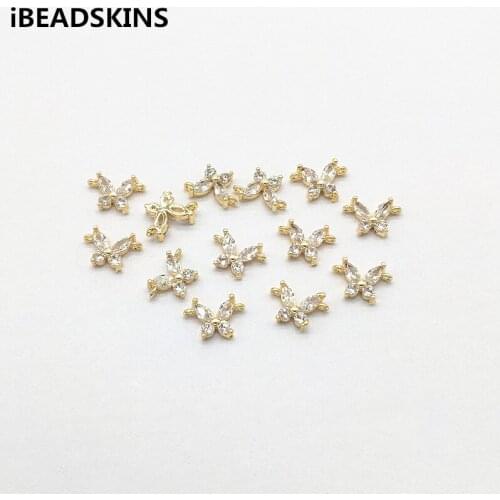New arrival! 10x6mm 50pcs Copper/Zircon Butterfly shape Connectors for Earrings parts,hand Made Earrings Findings Jewelry DIY