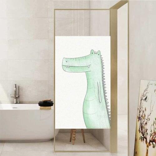 Window Film Privacy Cute Animal-Crocod Frosted No Glue Glass Sticker Sun Protection Heat Control Window Coverings for Homedecor
