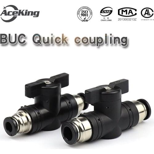 Pneumatic joint valve switch PU trachea quick joint hand valve buc8-4/6/10/12mm manual ball current-limiting hand rotary valve