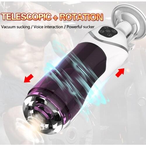 Fully Automatic Male Masturbator Cup Sex Toys for Men Rotation Telescopic Voice Masturbator With Strong Suction Cup Sex Machine