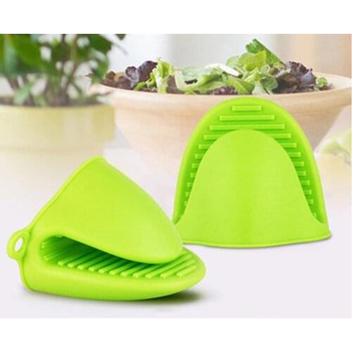 1Pc Food Grade Silicone Pure Color Heat-Resistant Kitchen Oven Holder BBQ Baking Mitt Glove Tool Skin-friendly Anti-Slip