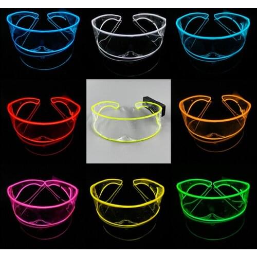 Transparent Flashing Glasses EL Wire LED Glasses Glowing Sunglasses Festival Glow Party Glasses Flashing Luminous Rave Glasses