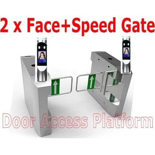1 Pair of Speed Gate Swing Gate with Face Recognized Turnstile,Swing arm access controller,Pedestrian and Bike Entance+Exit kit