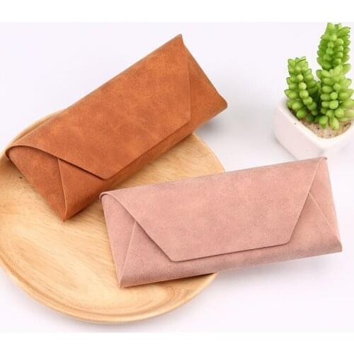 Retro Oval Glasses Box Sunglasses Linen Folding Eyewear Case Optical Handmade Storage Glasses Case PU Glasses Pouch Bag
