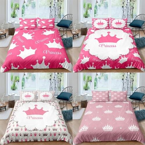 Luxury Bedding Set Printed Quilt Cover Pink Duvet Cover Set Twin Full Queen King Size Bed Soft Comforter Bedclothes