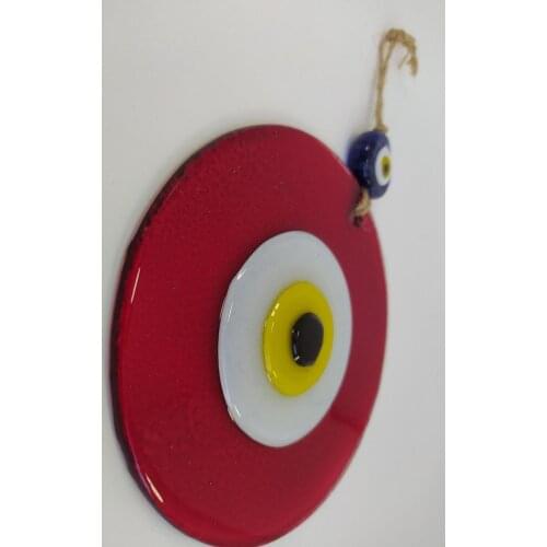 Red Evil Eye 12cm Glass Bead Pendant Charm Turkish Handmade Big Amulet for Wall Hanging Talisman Boho Home / Room Decor