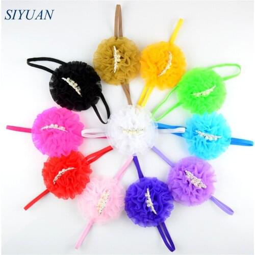 30pcs/lot 3.3 Inch girl Tiara Headband With Chiffon Gauze Flowers Silver Crown In Center Birthday Gift Photo Props FDA217