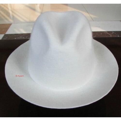 X051 White Wool Big Eaves Hat Fashion Felt Hat Elegant Wool Felt Hat White Wide Brim Fedoras Wedding Church Hat Fascinator Cap