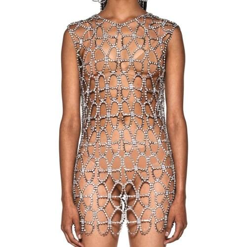 Luxury Body Jewelry Crystal Bodysuit Stage Performance for Women Silver Color Butterfly Body Chain Clothing Decoration Harness