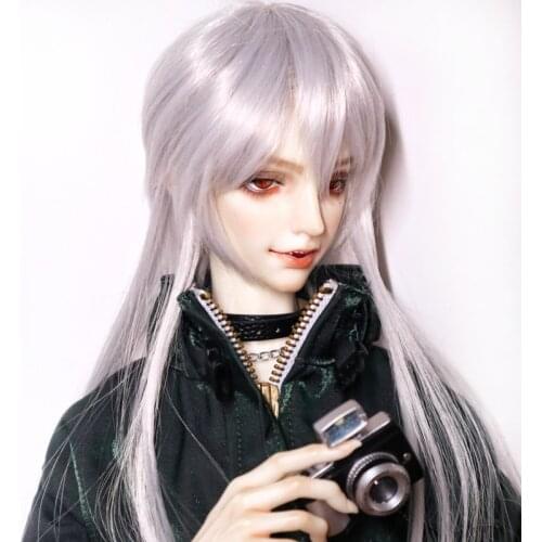 1/3 1/4 1/6 bjd wig dol big male doll hair wig silvery gray green red long straight fashion accessories