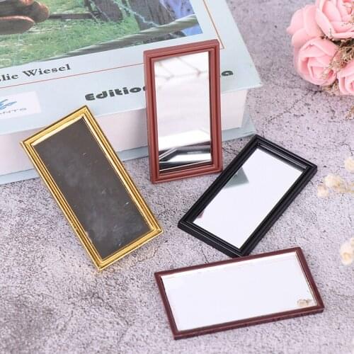 1Pc 1/12 Dollhouse Miniature Frame Accessories Furniture Miniature Mirror Wall Room Mirror Doll House Mirror