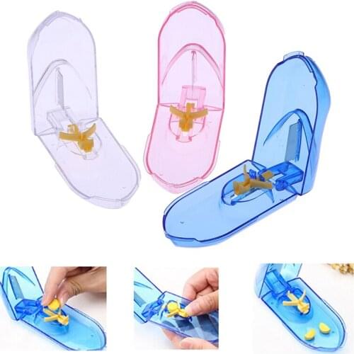 1PCS Transparent Pill Cutter Box Portable Convenient Drug Box Tablet Cutter Splitter Medicine Pill Holder Cutter Box