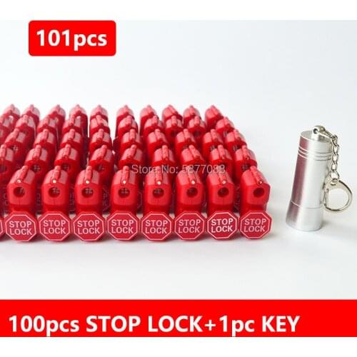 101pcs Stop Lock and Magnetic Key Detacherfor Store Display Security Hook Stem&peg Stoplok Plastic Little Red Hook Lock