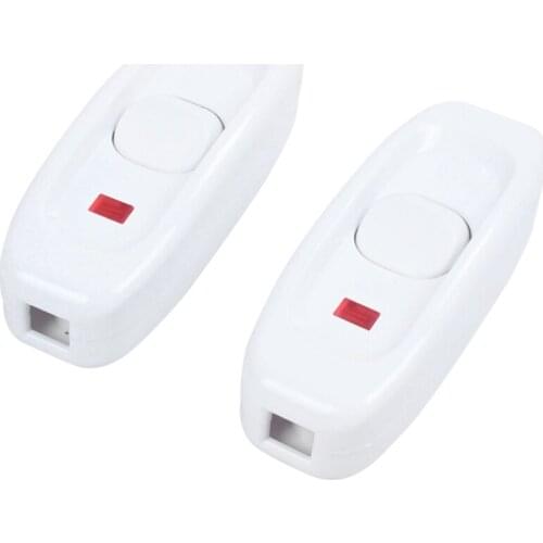 2pcs AC 250V 10A ON/OFF Button Electric Control In Line Switch White