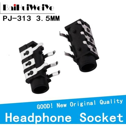 20PCS/LOT PJ313 3.5mm 5Pin Stereo Headphone Audio Jack Earphone Socket Audio Socket PJ-313 The 3 Section Of the 5 pin