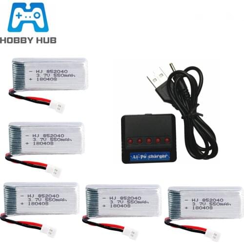 3.7V 550mAh 852040 lipo battery+ 5 in 1 Charger for JXD 523 523W H43WH RC Quadcopter Drone spare parts 3.7v Drone battery