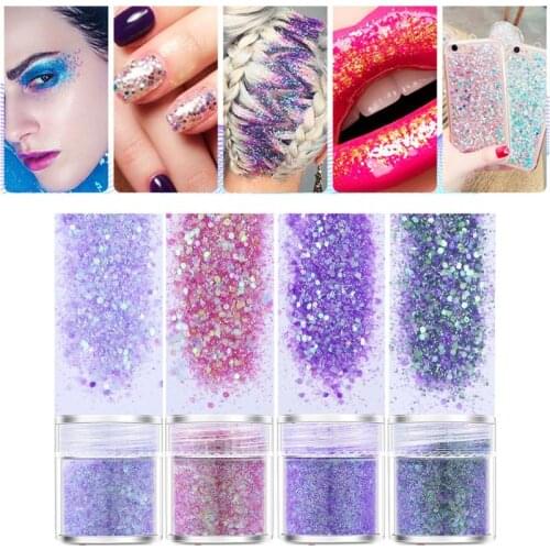 4 Bottles Nail Art Sequins Shinning Filling Flash Glitter Powder UV Epoxy Resin Pigment Dust Manicure DIY Fingers Beauty Decor