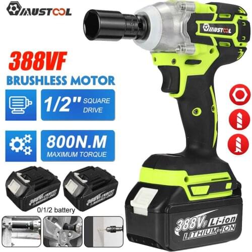 MUSTOOL 800N.m Brushless Electric Impact Wrench Screwdriver 1/2 Sokect Cordless Wrench Rechargeable for Makita 18V Battery