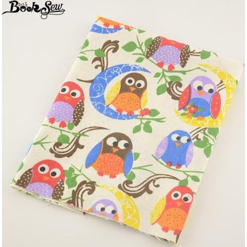 Booksew Home Textile Printed Owls Designs Cotton Linen Fabric Sewing Material Tissu For Bag TableCloth Curtain Pillow Decoration