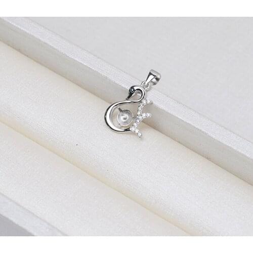 QIAOBEIGE DIY 925 Silver New fashion simple swan pendant necklace female wild temperament clavicle chain short student