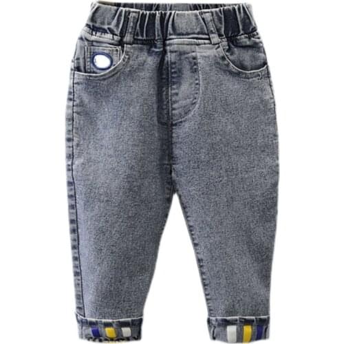 Boys Girls' Jeans Spring Autumn 2021 New Cool Childrens Korean Style Casual Sports Pants Trend Kids Trousers