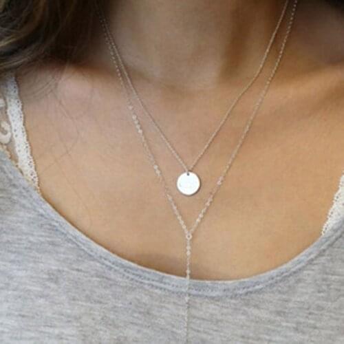 European and American fashion personality exquisite metal bar Sequins tassel multilayer necklace