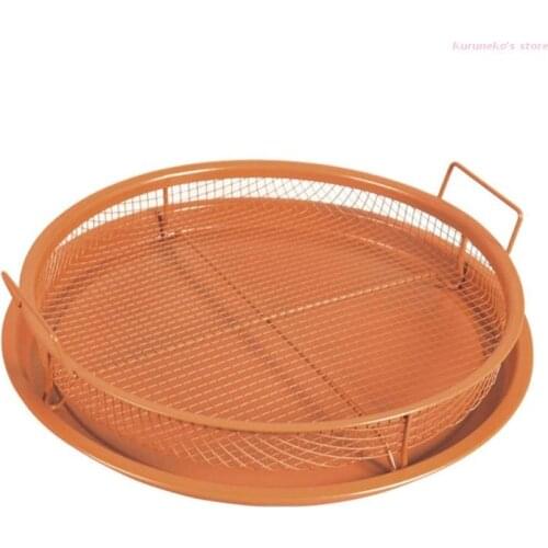 HX6D Carbon Steel Crisper Baking Tray Oil Frying Pan Non-stick Chips Basket Grill Mesh Baking Dish Kitchen Supplies